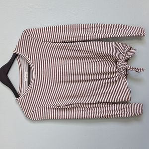 Madewell Long Sleeve Side-Tie Scoop Neck Striped Top Size Small